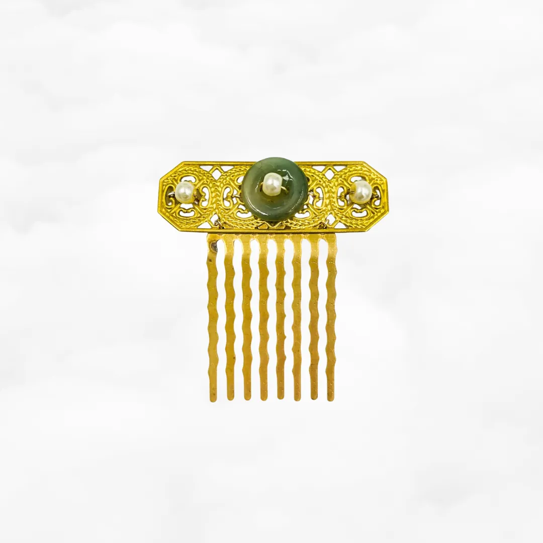 Vintage Style Jade Hair Comb
